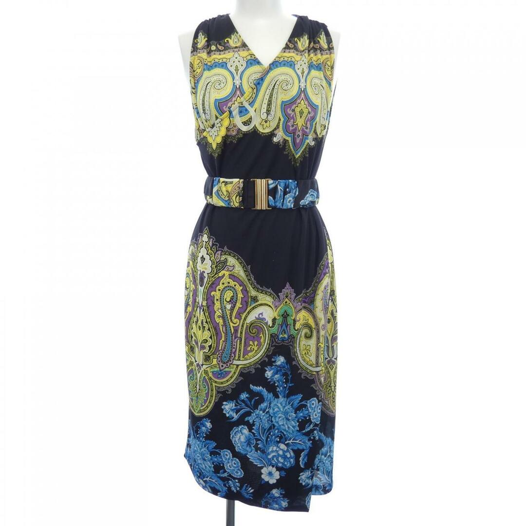 新品 ETRO エトロ ペイズリー &花柄ワンピース イエロー×ブルーブラック