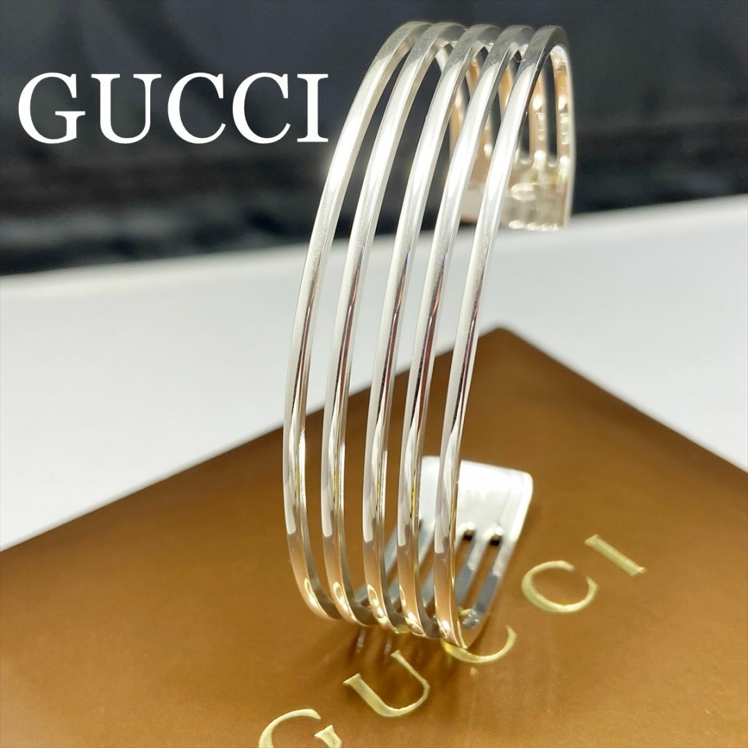 GUCCI - 新品仕上 希少廃盤 グッチ ストライプ バングル ブレスレット