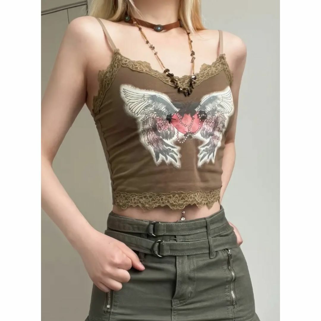 入荷！グランジレースキャミソール 羽 y2k mcblingフェアリーの通販 by