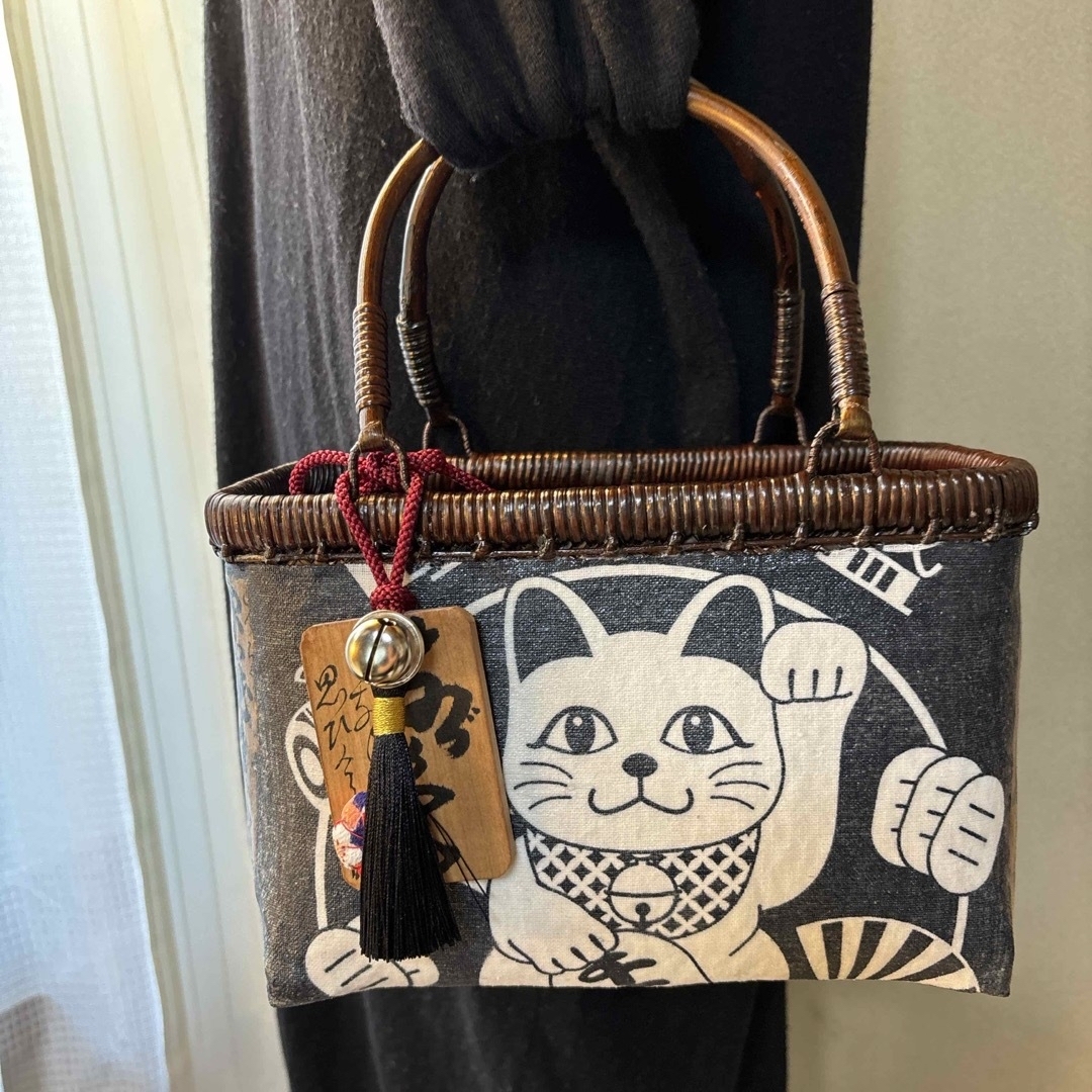 一閑張り 古布 狛犬 一閑張りの籠 一閑張りバック 正絹古布 犬張子