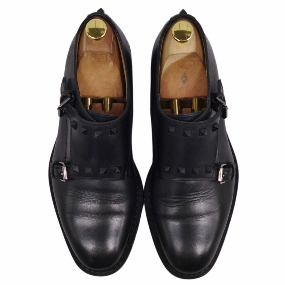 ヴァレンティノ モンクストラップ スタッズ ドレスレザーシューズ 厚底