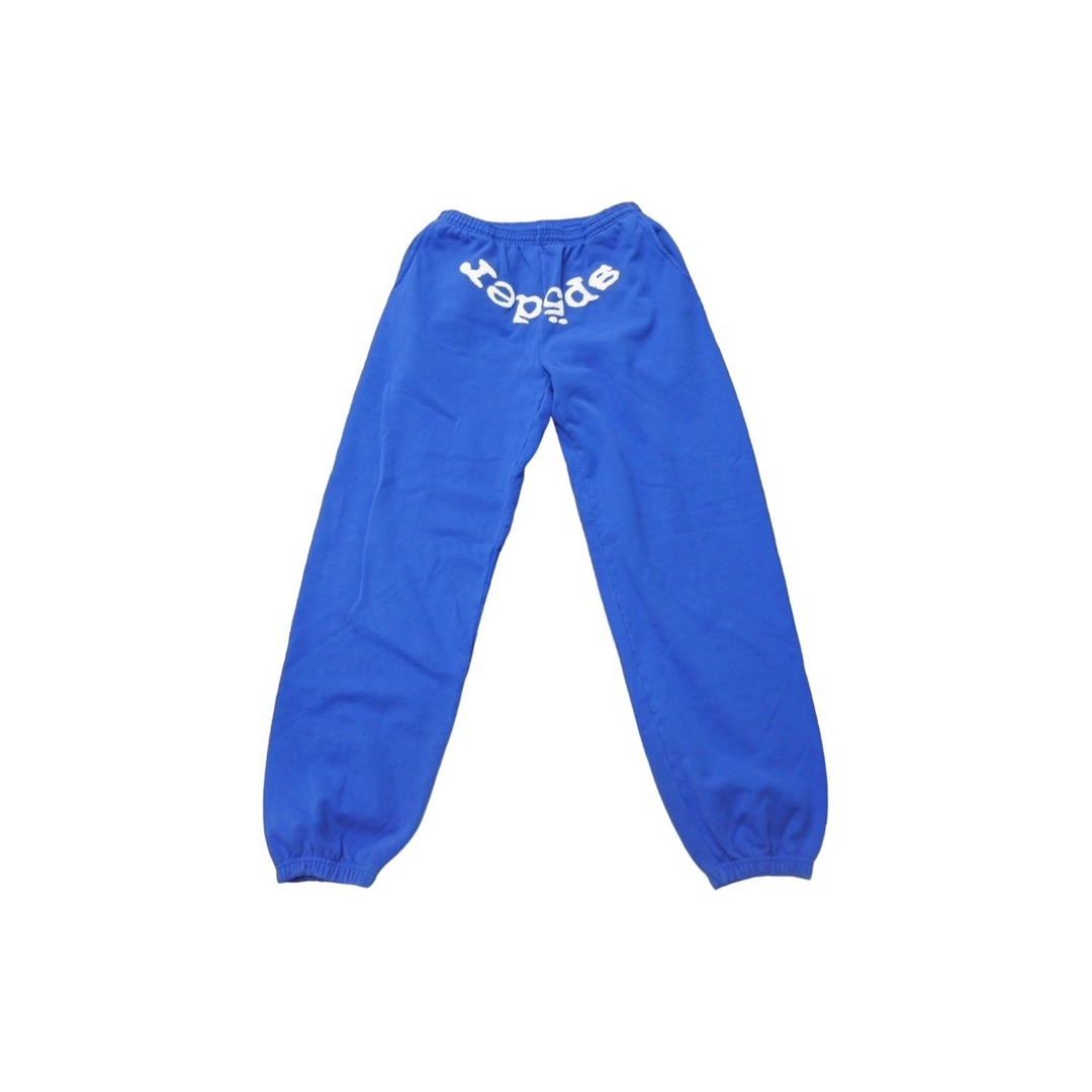 新品同様 Sp5der スパイダー スウェットパンツ サイズL ブルー 発泡