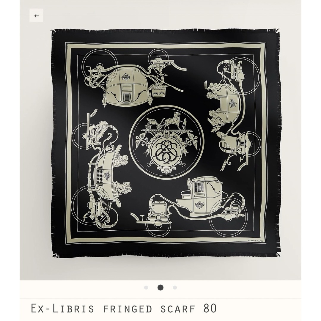 大人気 極美品 エルメス シルクスカーフ カレH80 フリンジ エクスリブリス