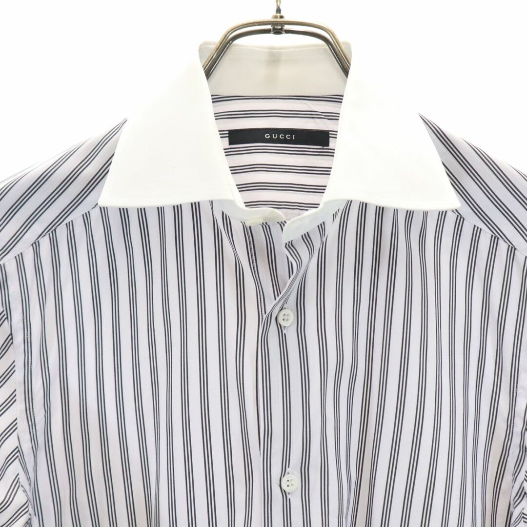GUCCI - グッチ イタリア製 ストライプ柄 長袖 コットンシャツ 38
