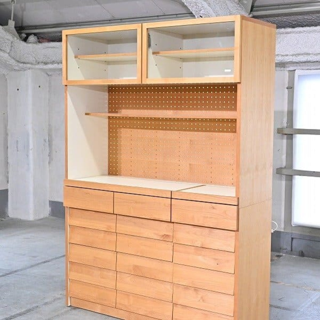 廃盤品 unico 広松木工「TUO/トゥオ」キッチンボード アルダー材 食器