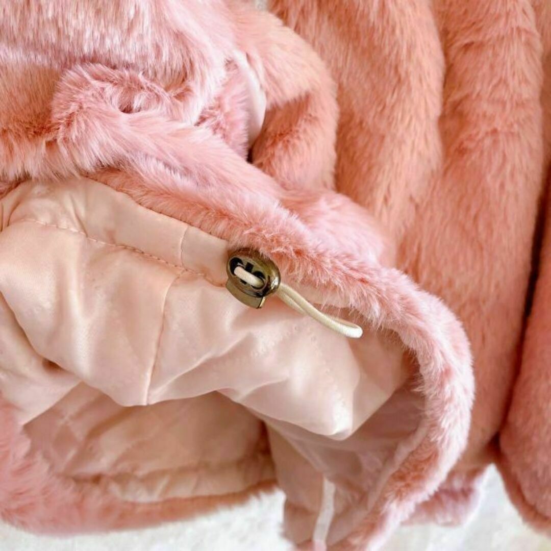 エコファー とろふわラビット フェイクファー ふわふわコート ピンク L