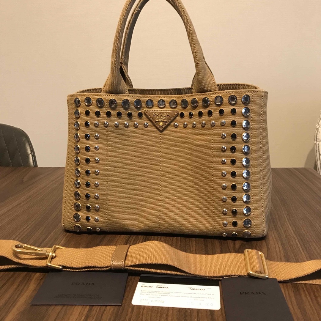PRADA - 美品PRADA カナパ ビジューSサイズ2wayショルダーハンドバッグ