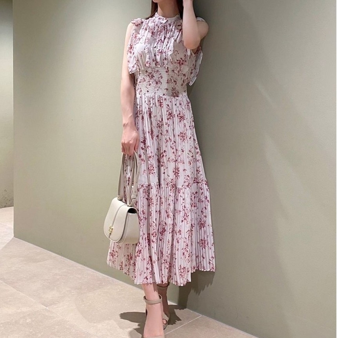 SNIDEL - 新品 SNIDEL フリルプリントワンピース ピンク 0 (S)の通販