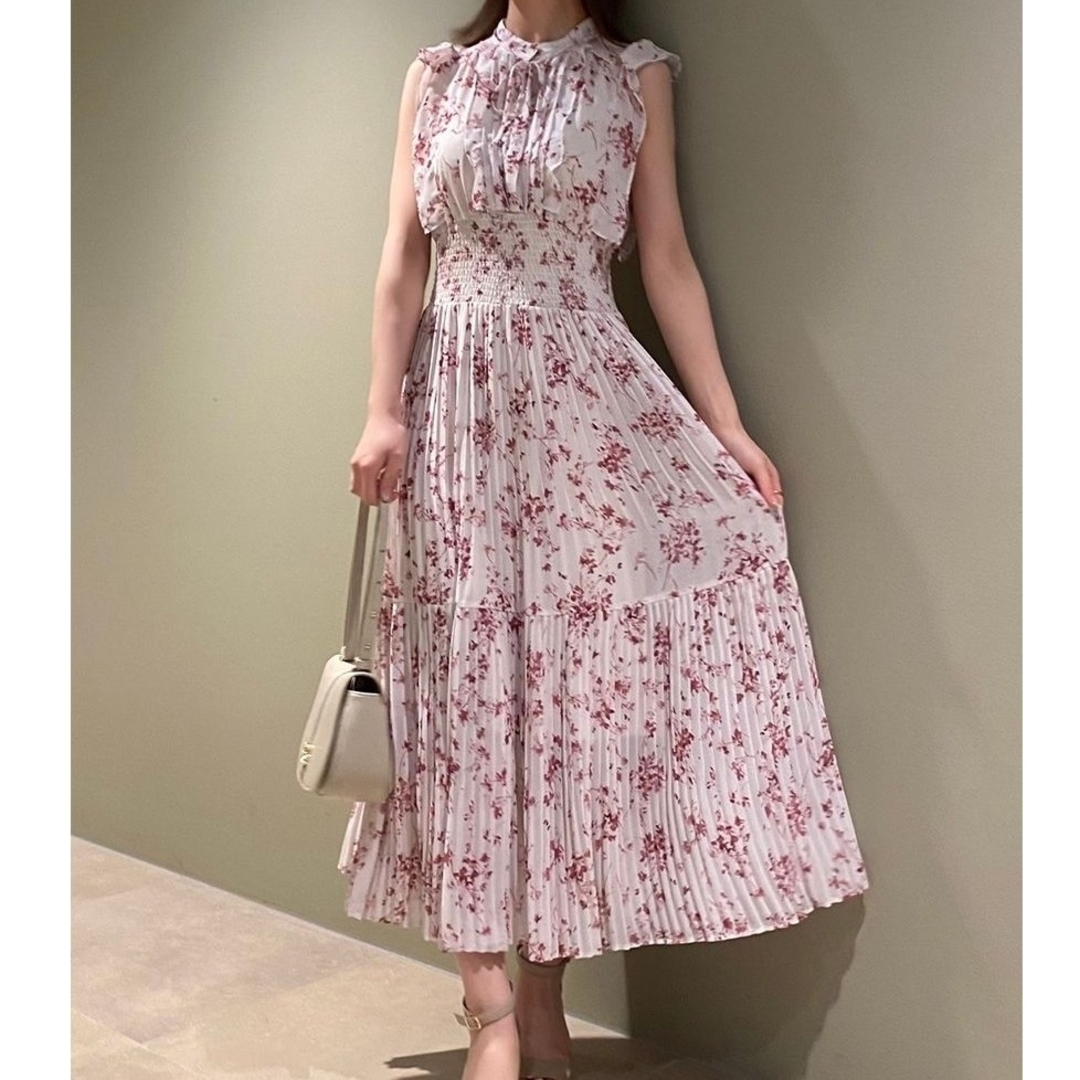 SNIDEL - 新品 SNIDEL フリルプリントワンピース ピンク 0 (S)の通販