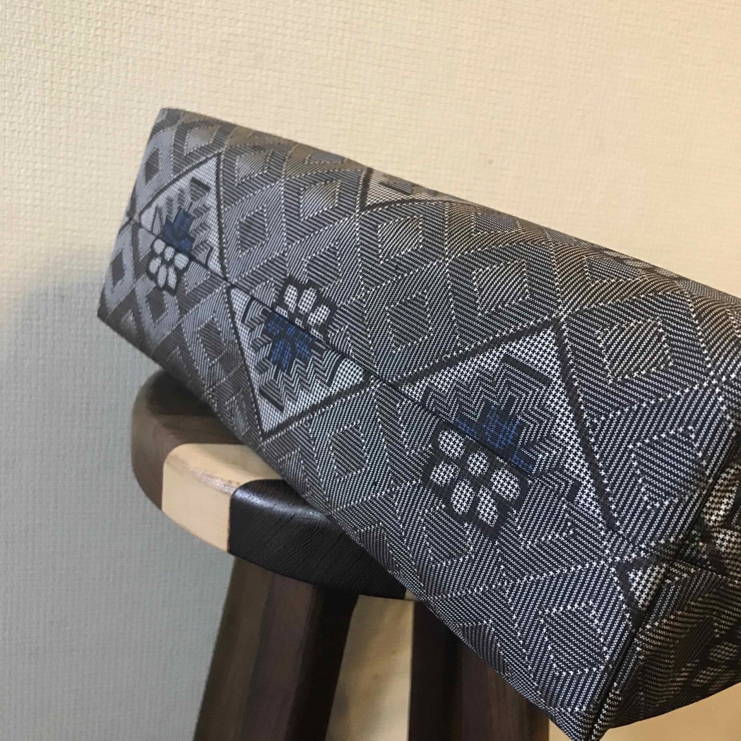 大島紬 龍郷 秋名バラ 8玉 がま口バッグ ハンドメイド 着物バッグ