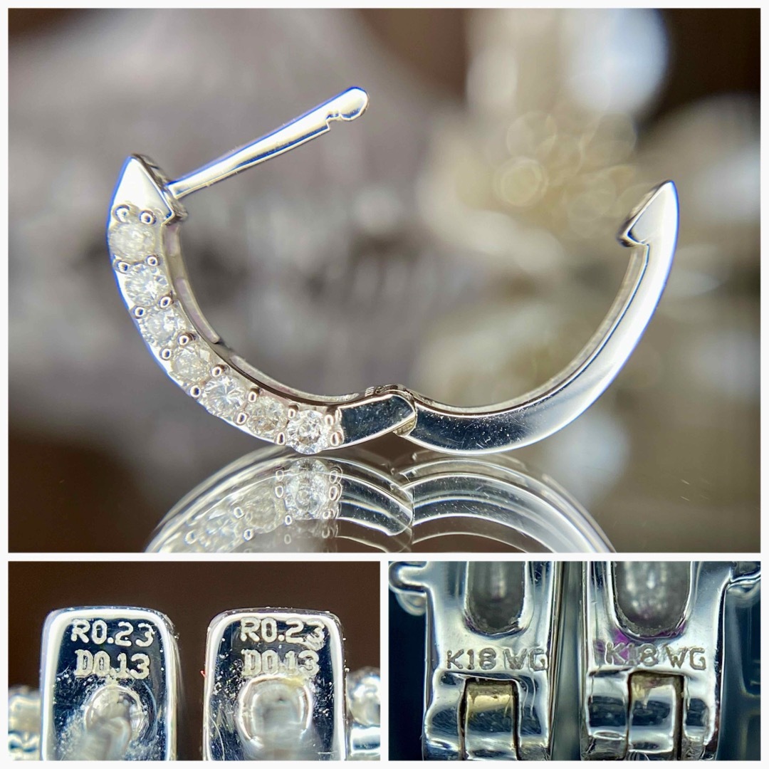 専用です』天然 ルビー ダイヤモンド フープピアス 計0.72ct K18WGの