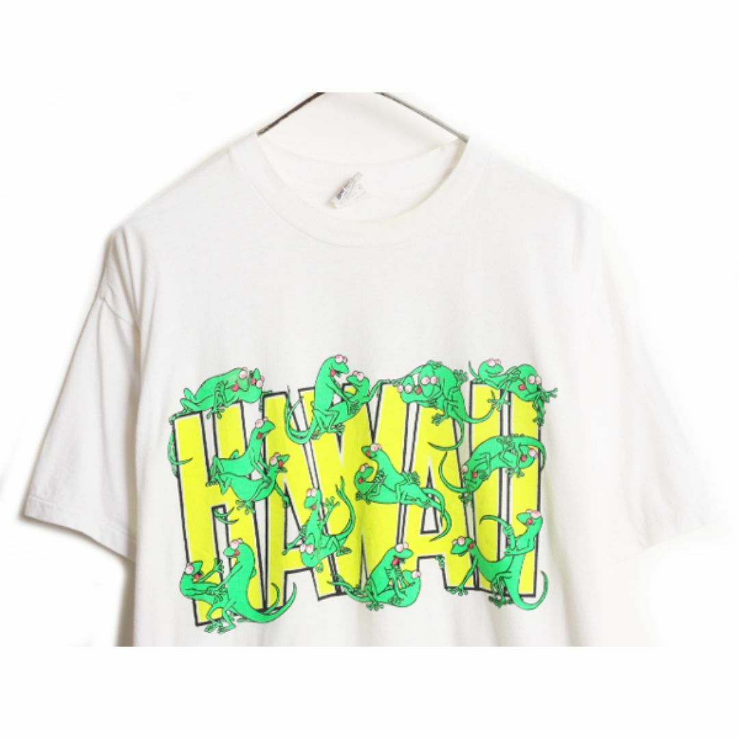 90s カメレオン 四十八手 イラスト プリント Tシャツ メンズ XL / 90