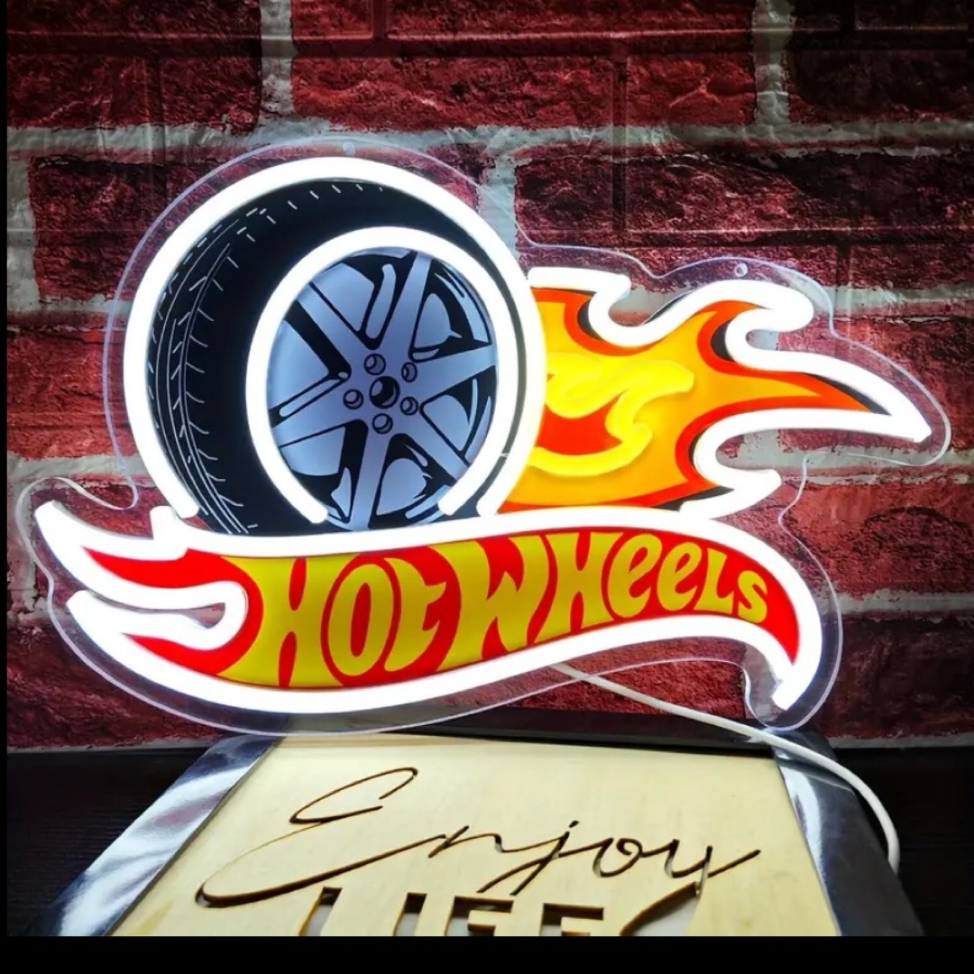 ホットウィール ミニカー 雑貨 看板 ガレージ ネオンサイン LED ネオン
