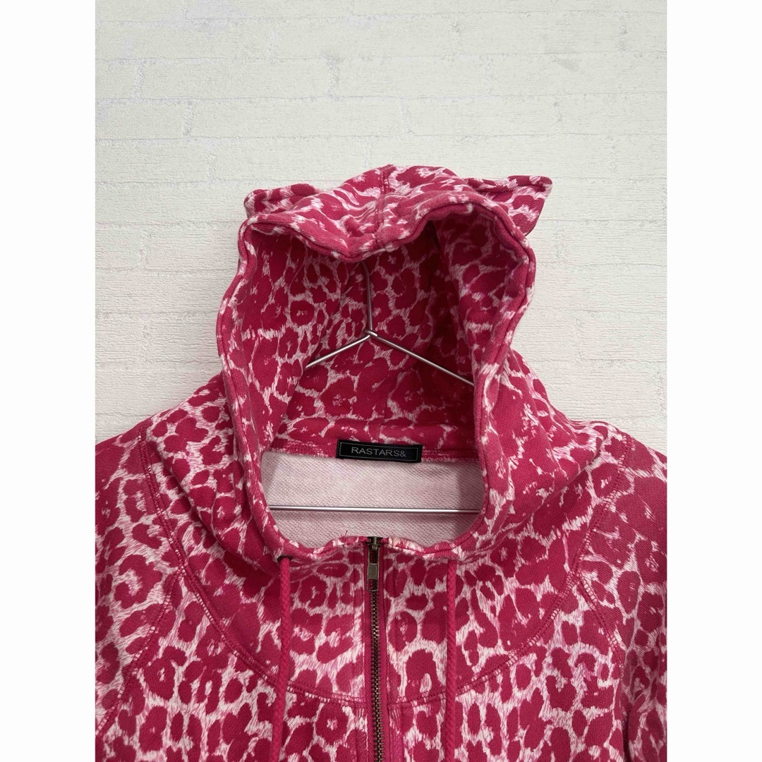 L1 JSG似 109 平成ギャル レトロ 猫耳パーカー 指穴あり 豹柄 ピンクの