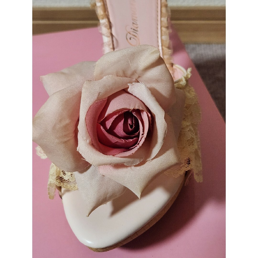 ジーザスディアマンテ 薔薇 サンダル ミュール ピンク Sサイズ-[古本