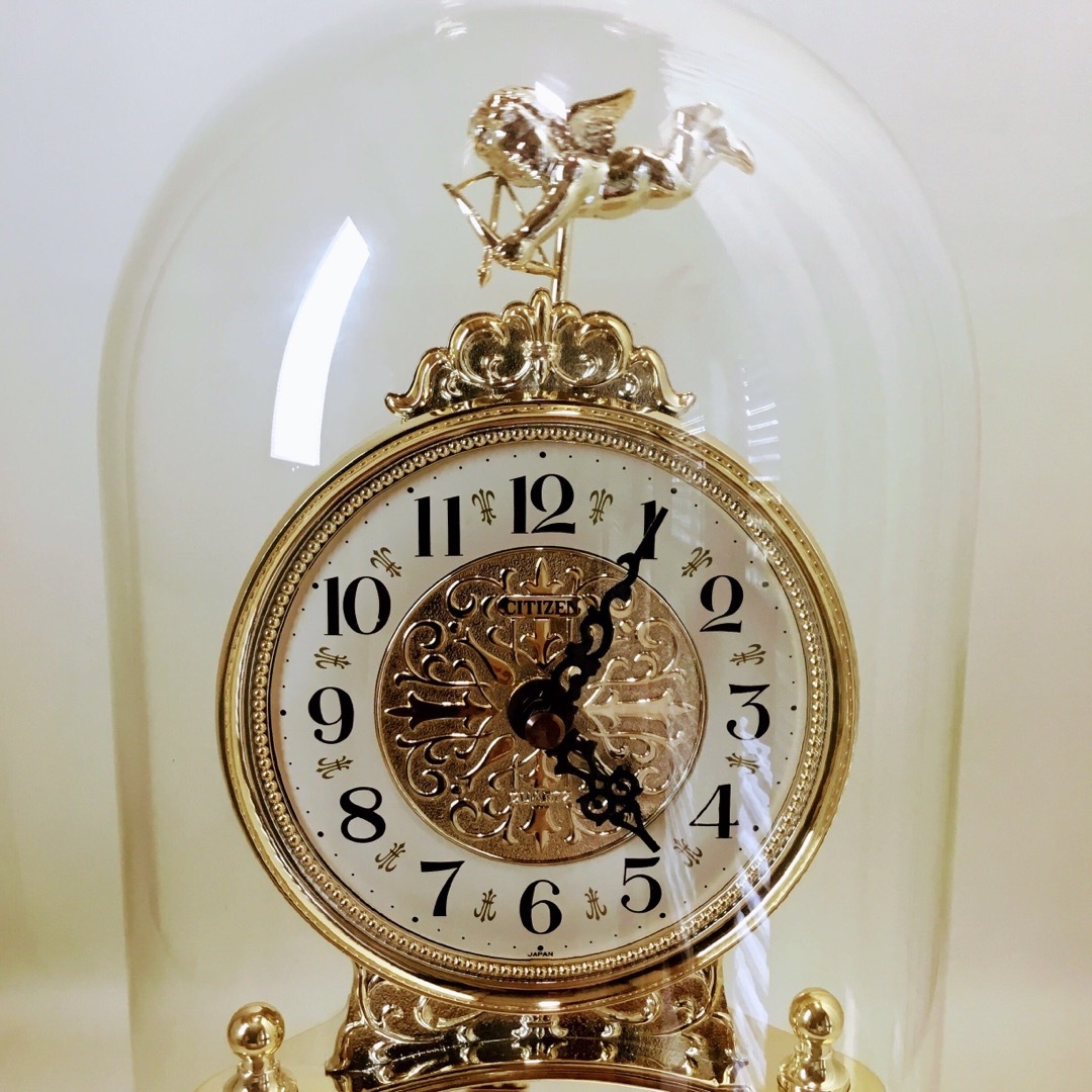 CITIZEN - シチズン☆ガラスドーム 天使 振り子時計 置時計 時計