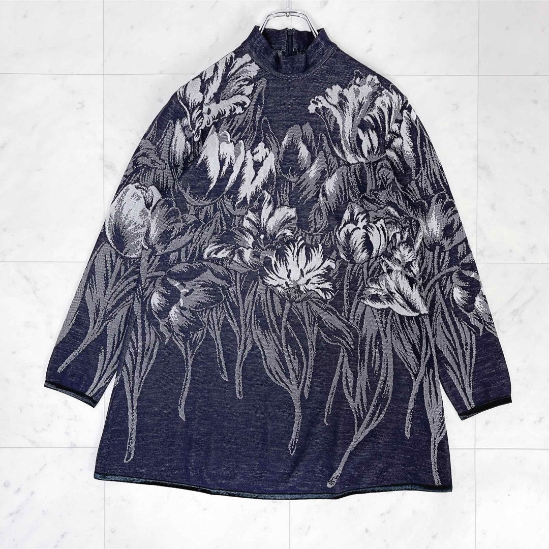 トクコプルミエブォル花柄アシンメトリックチュニック（五分袖