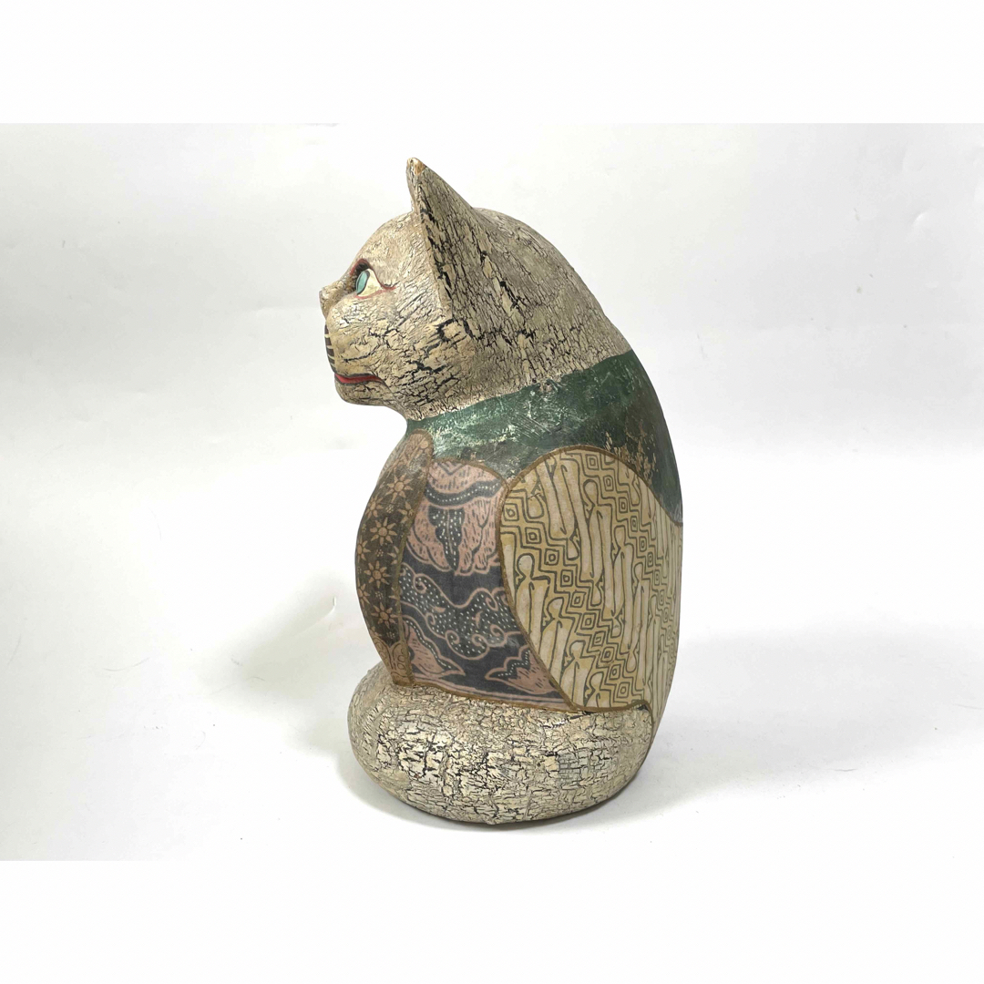 骨董 アンティーク 工芸品 民芸 民藝 ねこ 猫 置物 古布 古裂 木彫