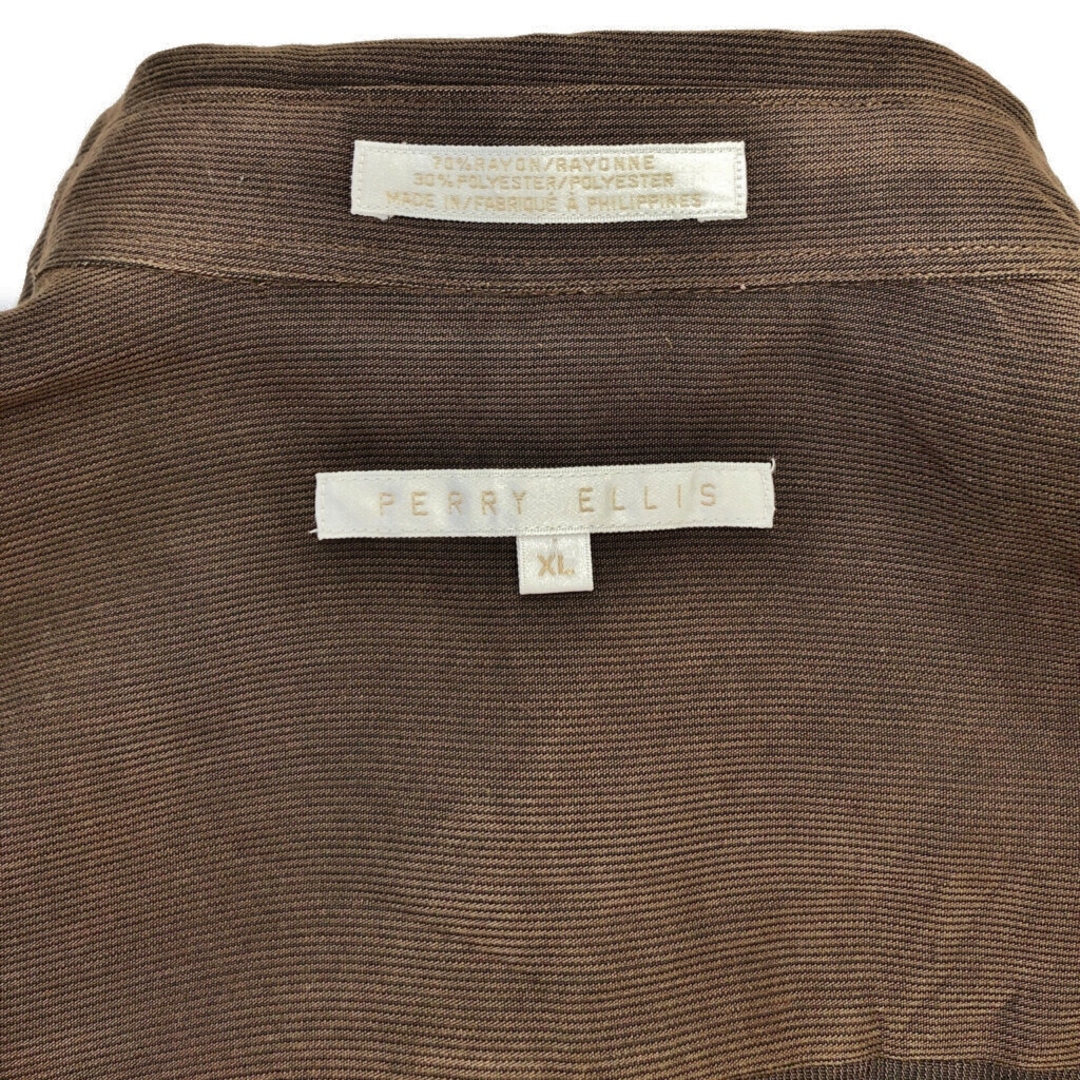 90年代 PERRY ELLIS ペリー エリス レーヨンシャツ ブラウン (メンズ