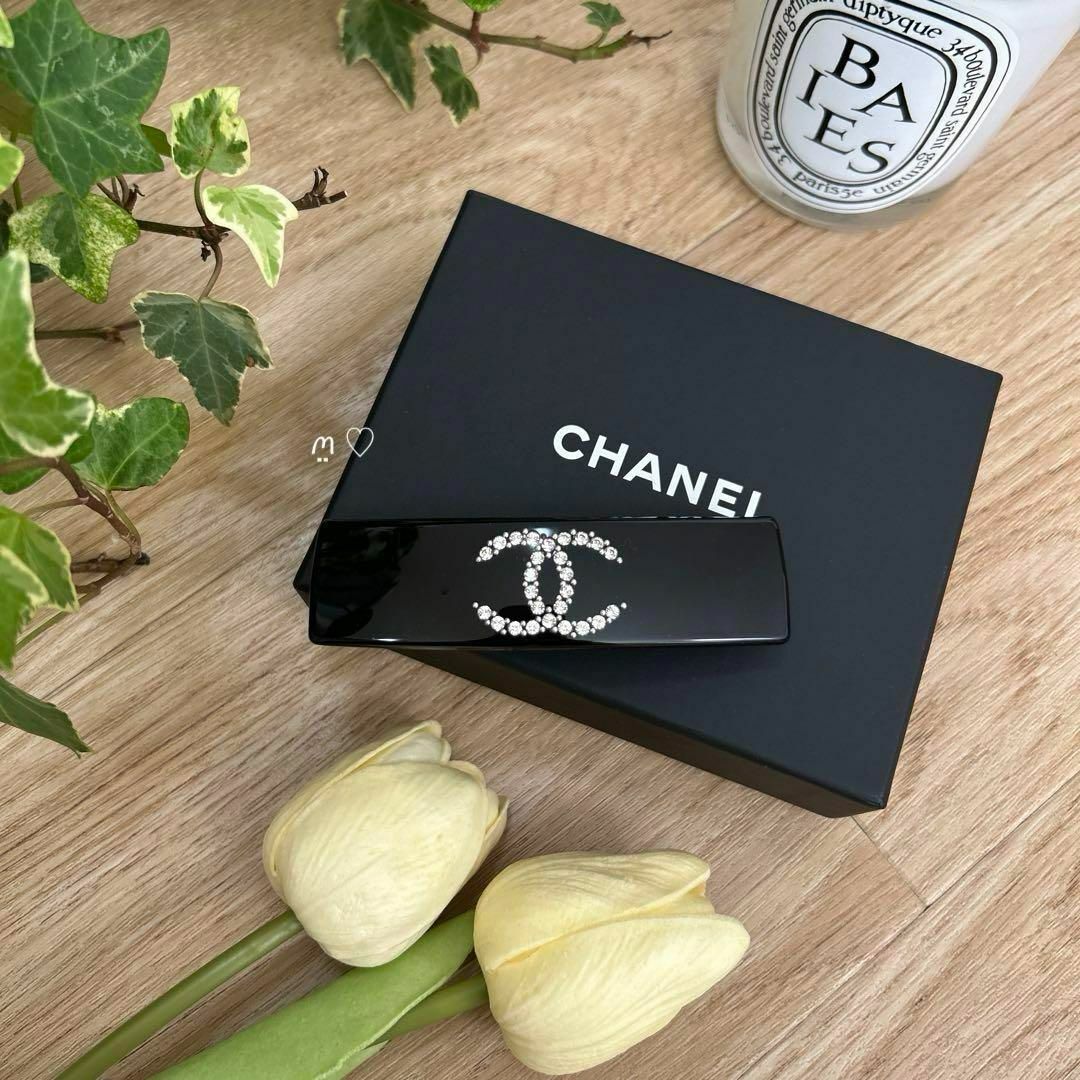 シャネル☆バレッタココマークロゴヘアピンヘアアクセヴィンテージ茶革