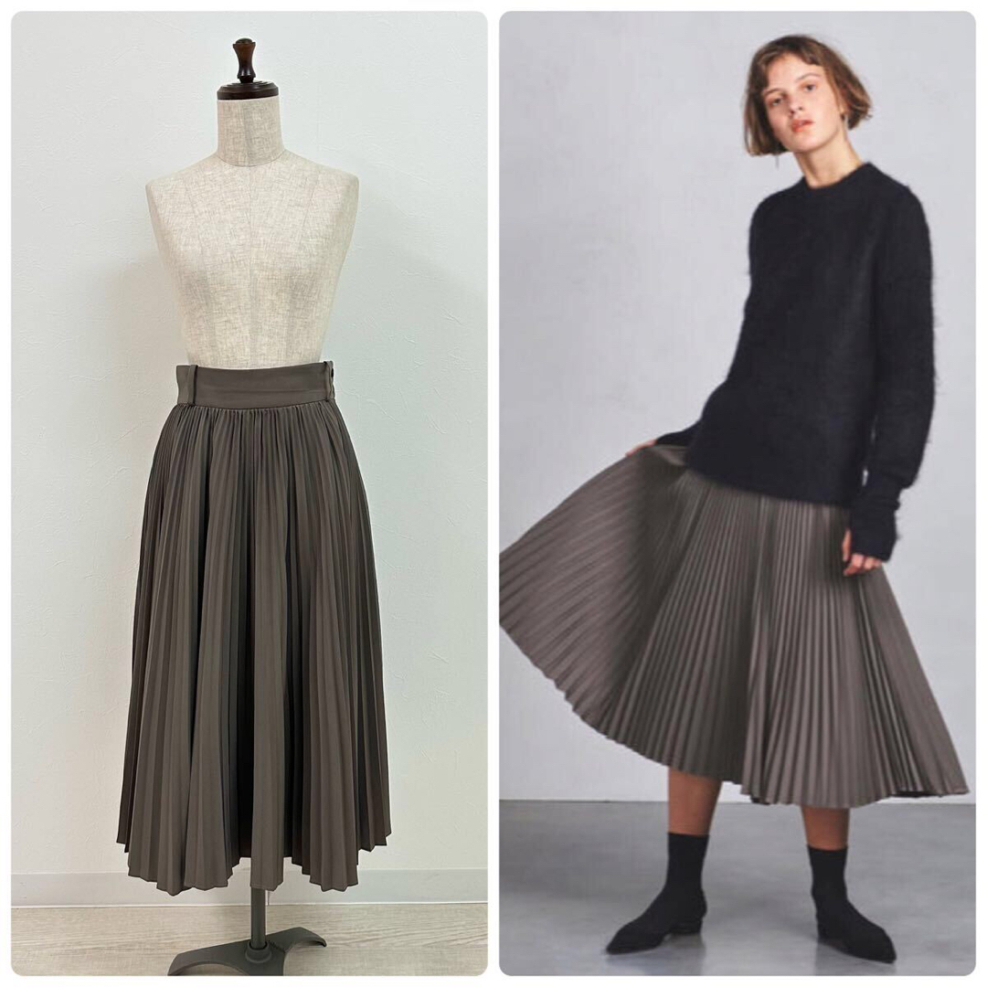 HYKE - 定番 HYKE ポリエステル タフタ プリーツ スカート ブラウン