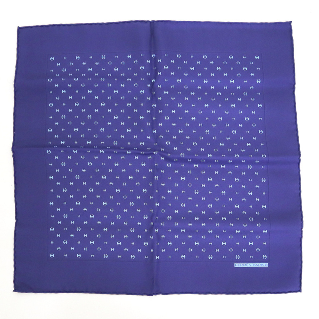 エルメス ハンカチ ブルー HERMES シルク100％ 【本物】1円～☆HERMES