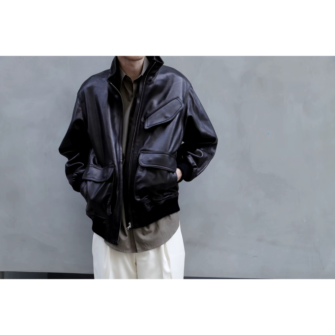 AURALEE - auralee lamb leather zip blouson black 1の通販 by やん