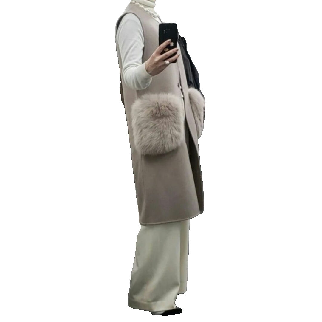 Drawer - フォックスファーポケット ウール ジレ U-Big 石井毛皮の通販