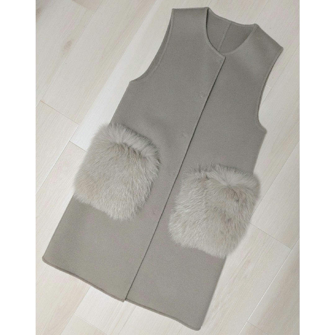 Drawer - フォックスファーポケット ウール ジレ U-Big 石井毛皮の通販