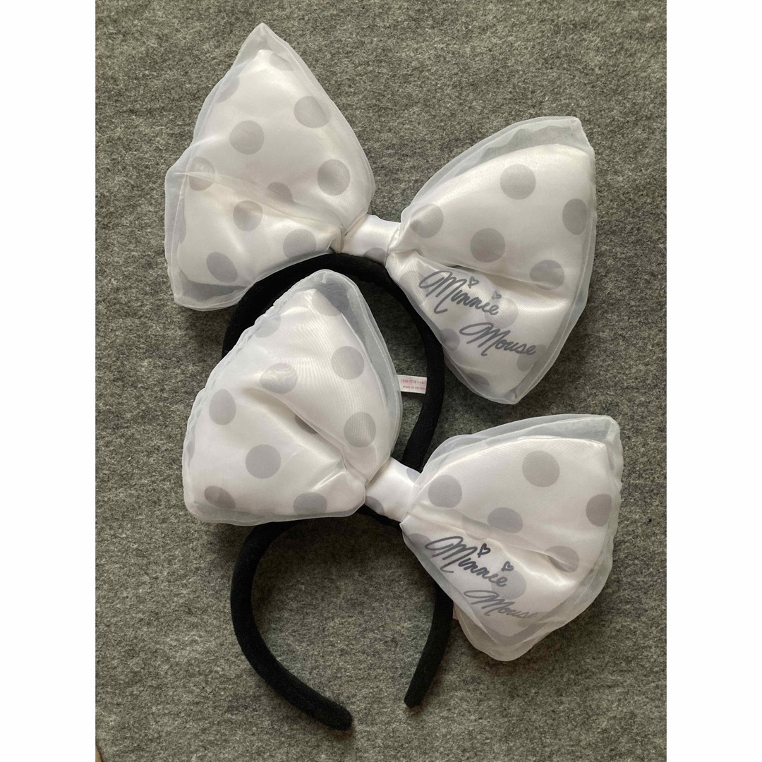 Disney - ディズニー カチューシャ ミニー ビッグリボン 水玉 白