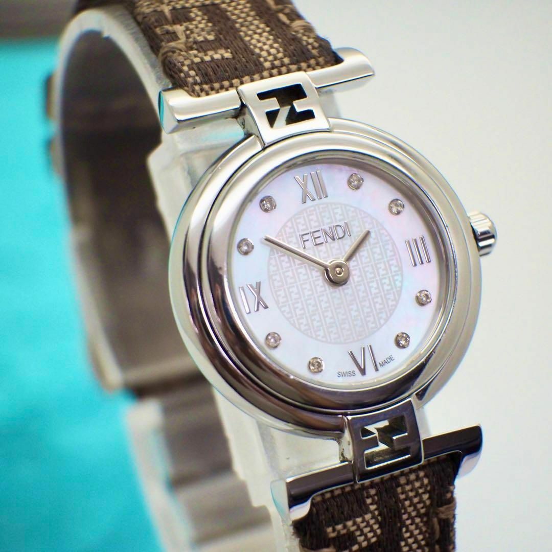728【美品】FENDI 時計レディース腕時計8Pダイヤズッカシェル