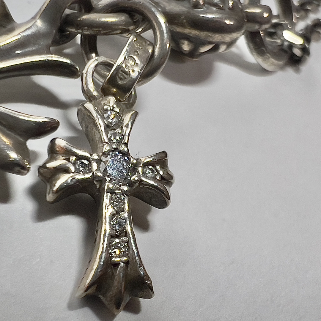 クロムハーツCHクロスベビーファットチャームwithパヴェブラック