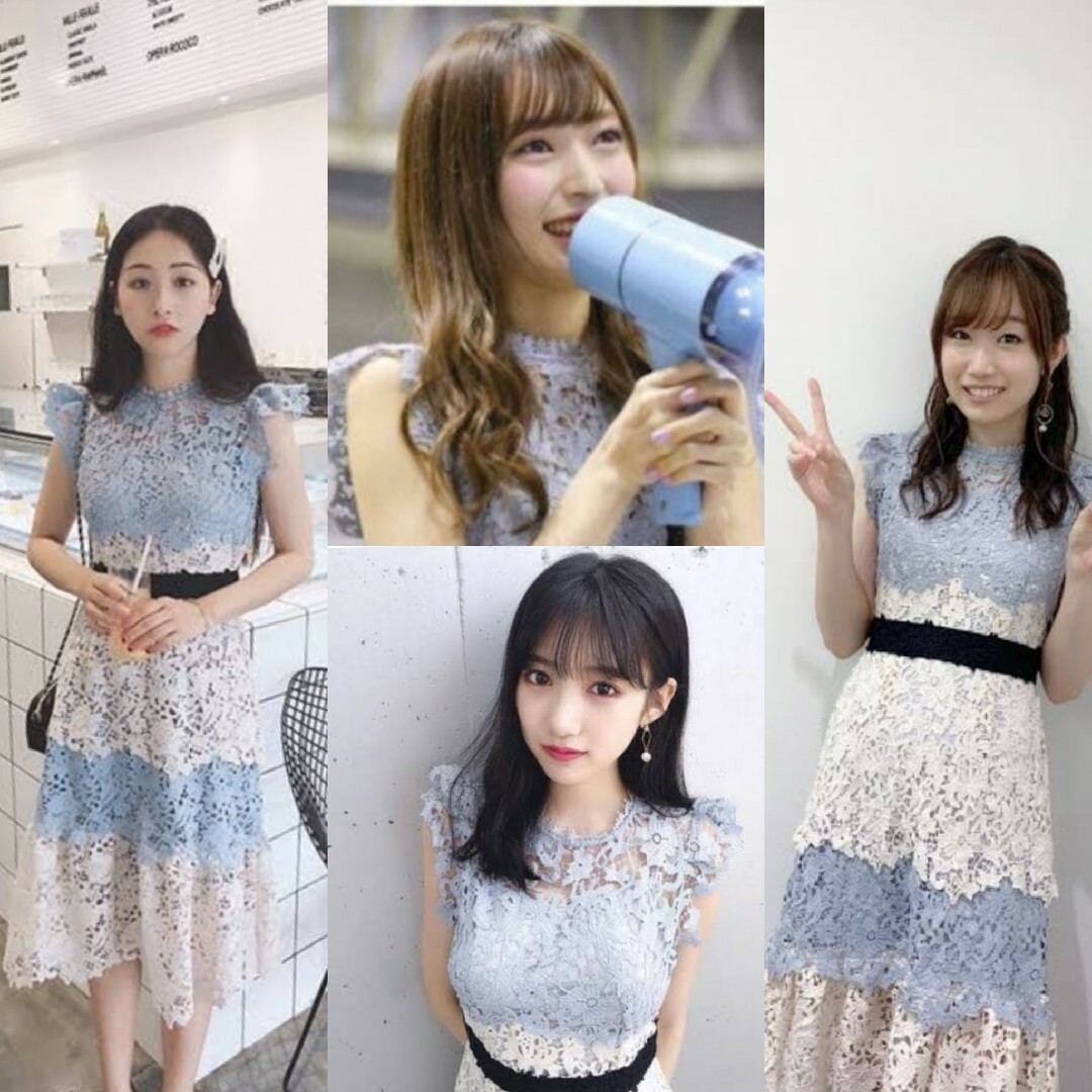 SNIDEL - スナイデル カラーブロッキングレースワンピース 花柄 ロング