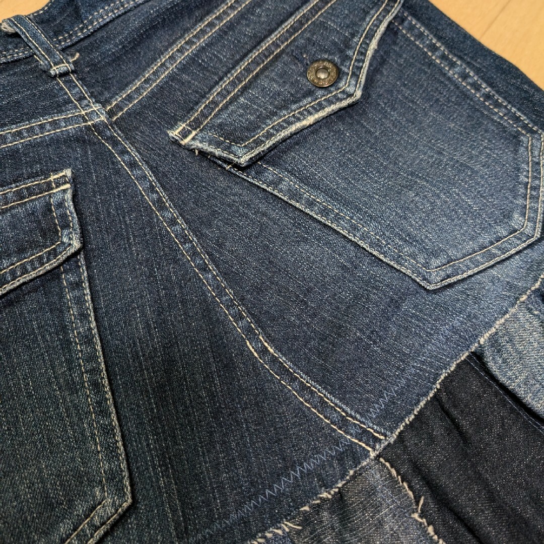 つぎはぎパッチワーク風リメイク❤デニム ティアードスカートの通販 by