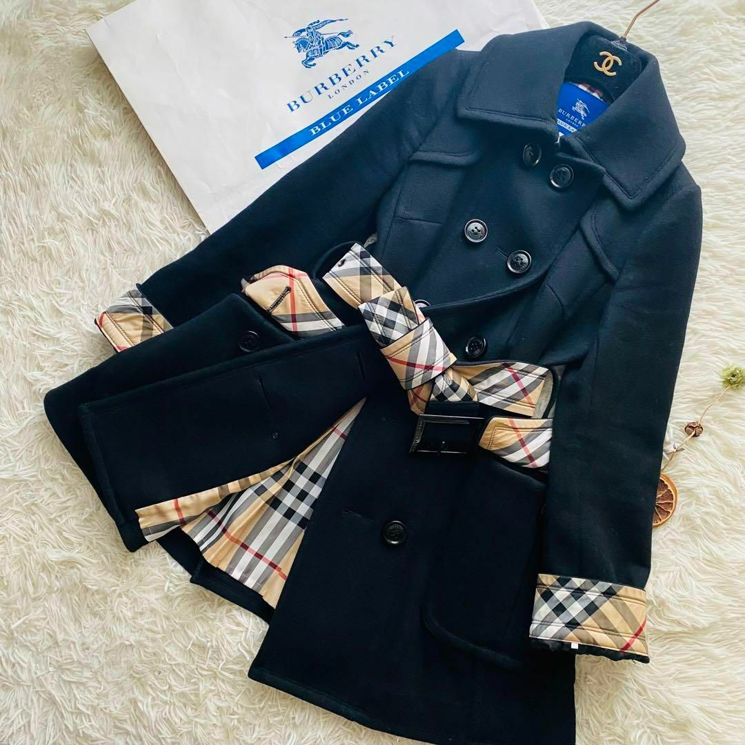 BURBERRY バーバリーブルーレーベル ナイロンコート ネイビー 38 八分