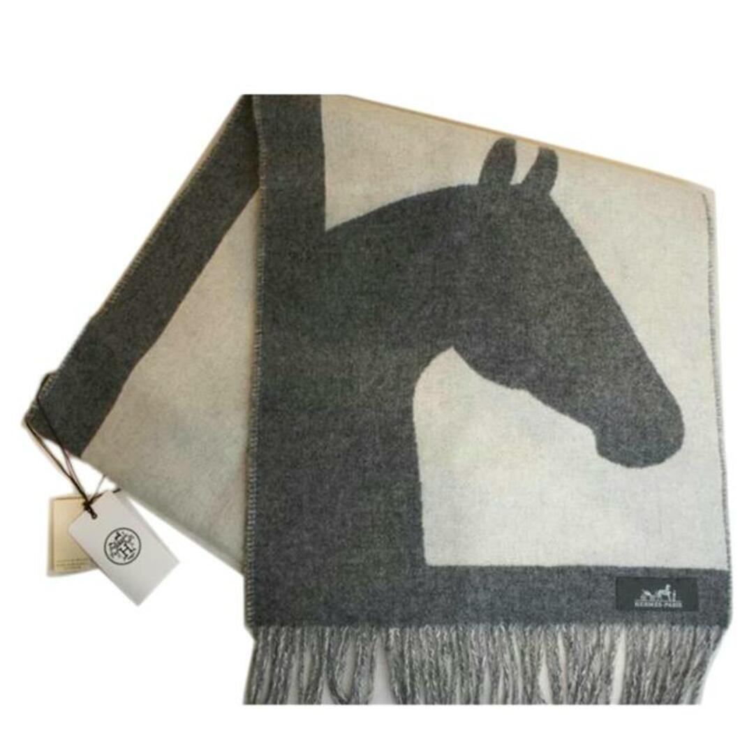 HERMES - HERMES エルメス/ラブストーリーカシミヤマフラーグレー