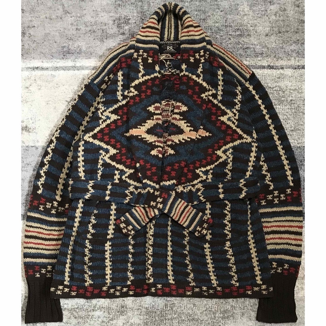 最高傑作 初期の名作 三ツ星タグ RRL ネイティブ柄 ニット