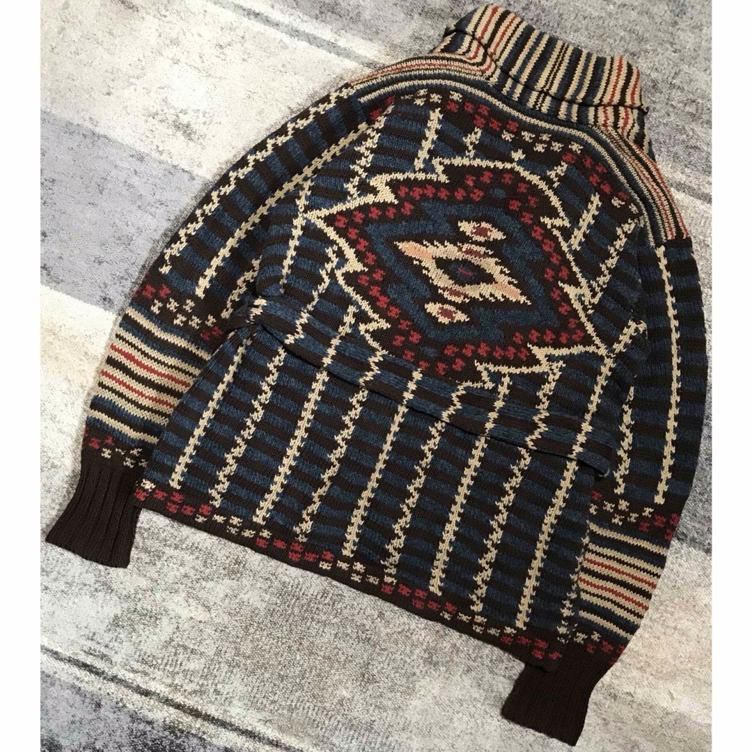 最高傑作 初期の名作 三ツ星タグ RRL ネイティブ柄 ニット