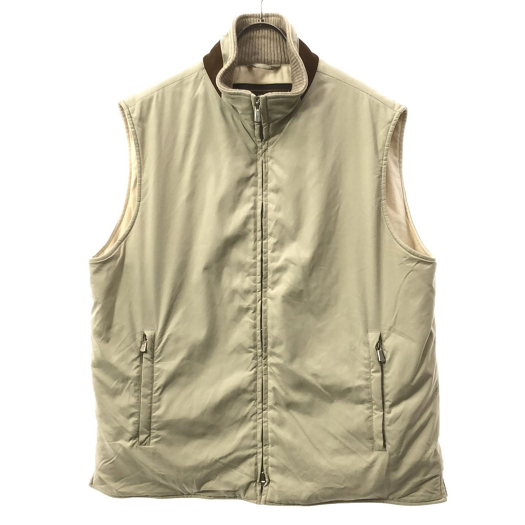 極美品Loro Piana カシミヤ混 羊革 中綿 ナイロンベスト L 紺
