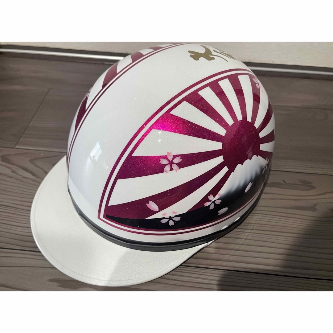 ラメ ピンク 富士日章 コルク半 ヘルメット 桜の通販 by paint｜ラクマ
