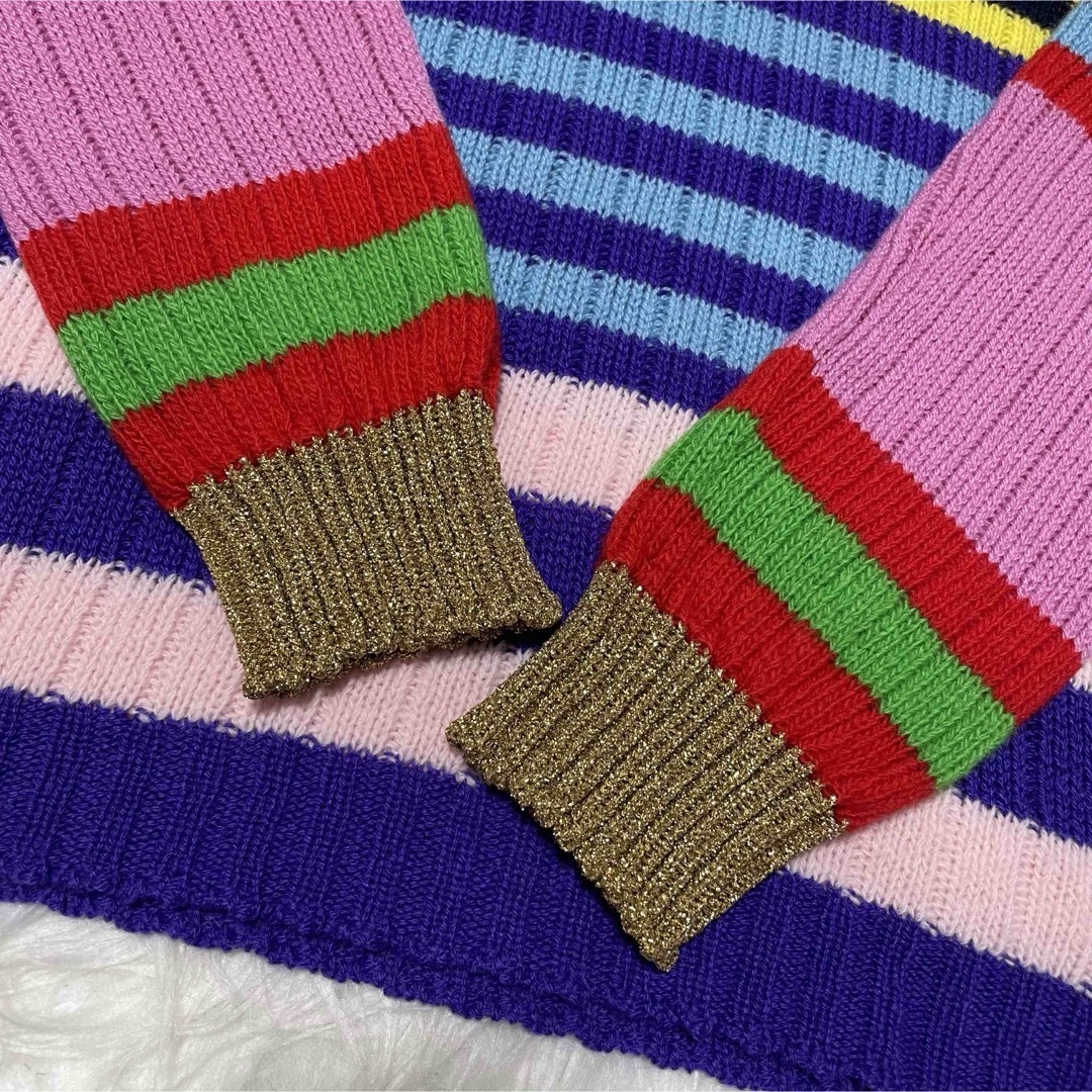 GUCCI - 本物 美品 グッチ 花柄 フラワー 刺繍 ボーダー 長袖 ニット