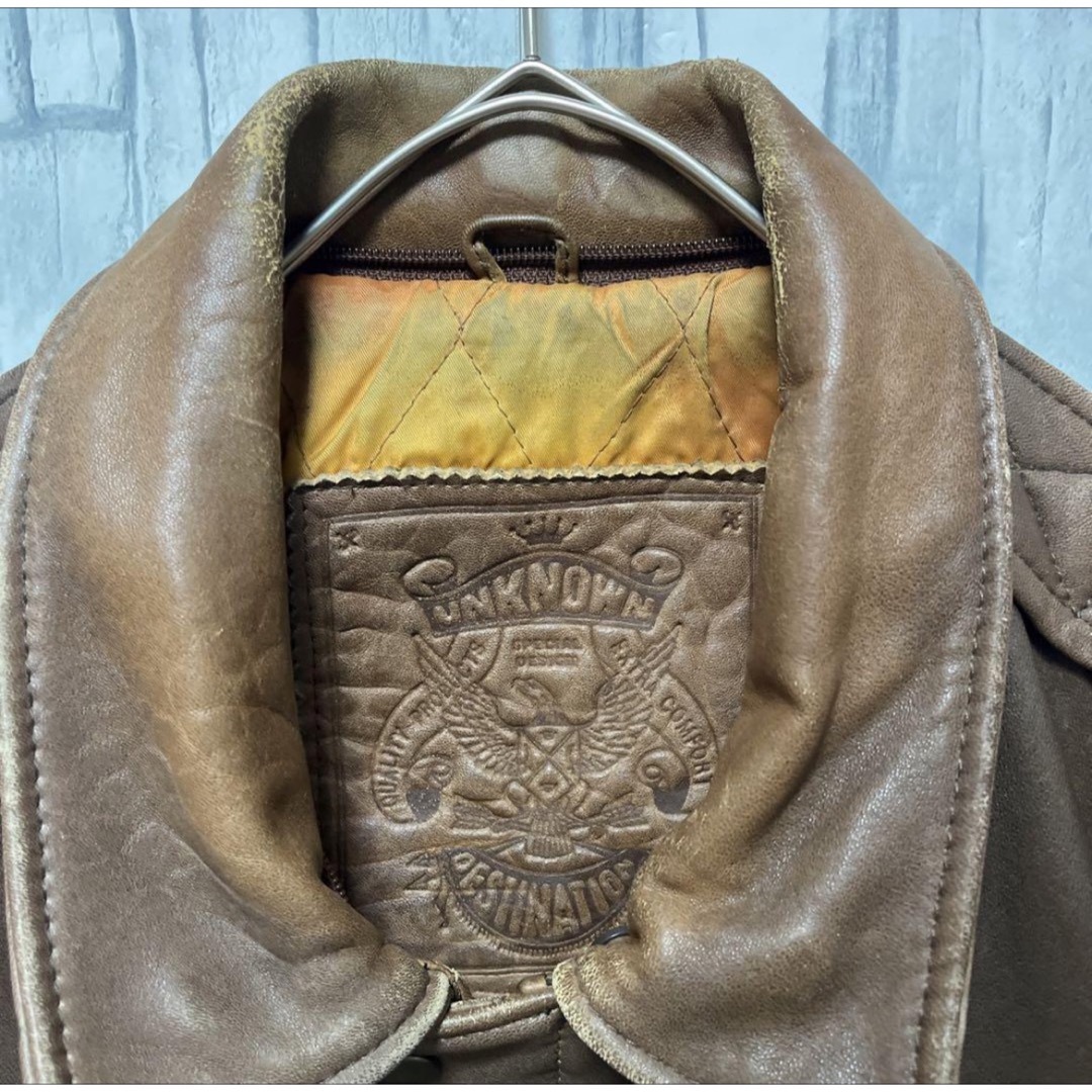 A-2 A2 type フライトジャケット ラムレザー 本革 中綿 ブラウンの通販