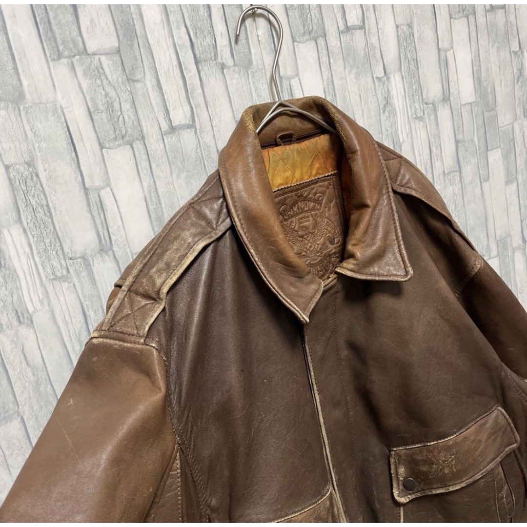 A-2 A2 type フライトジャケット ラムレザー 本革 中綿 ブラウンの通販