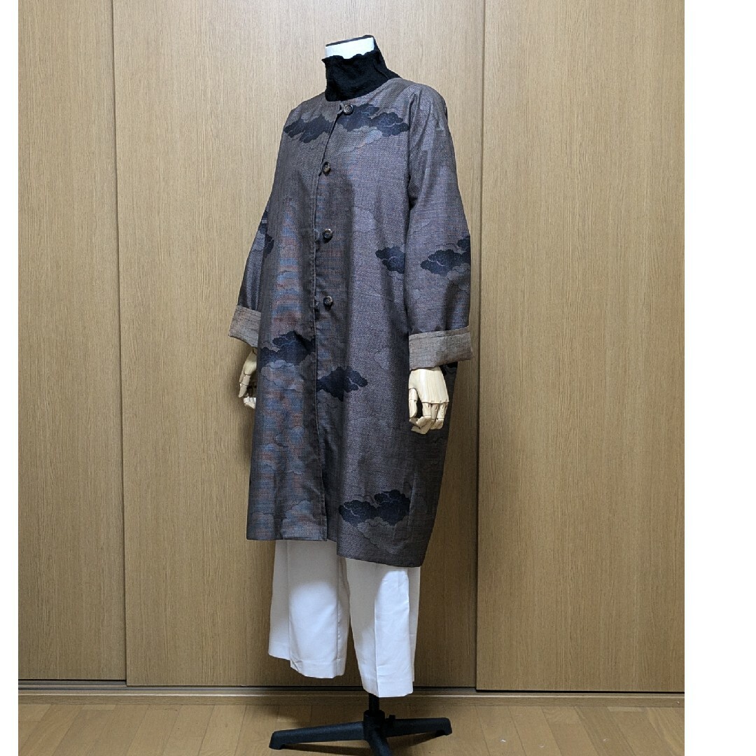 SOLD 着物リメイク リバーシブルコート 大島紬と紬 FREE SIZEの通販 by
