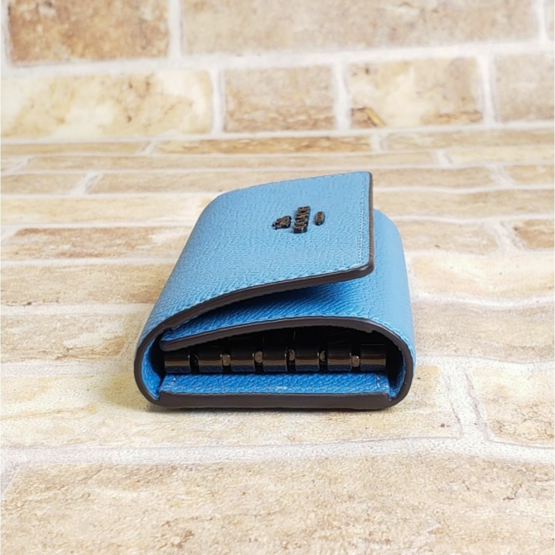 COACH - 美品 コーチ ☆ レザー キーケース 6リング 三つ折り ブルー