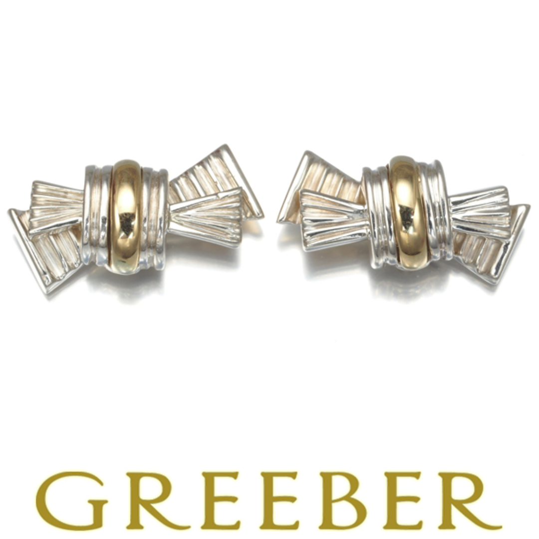 Tiffany & Co. - ティファニー ピアス リボン コンビカラー シルバー