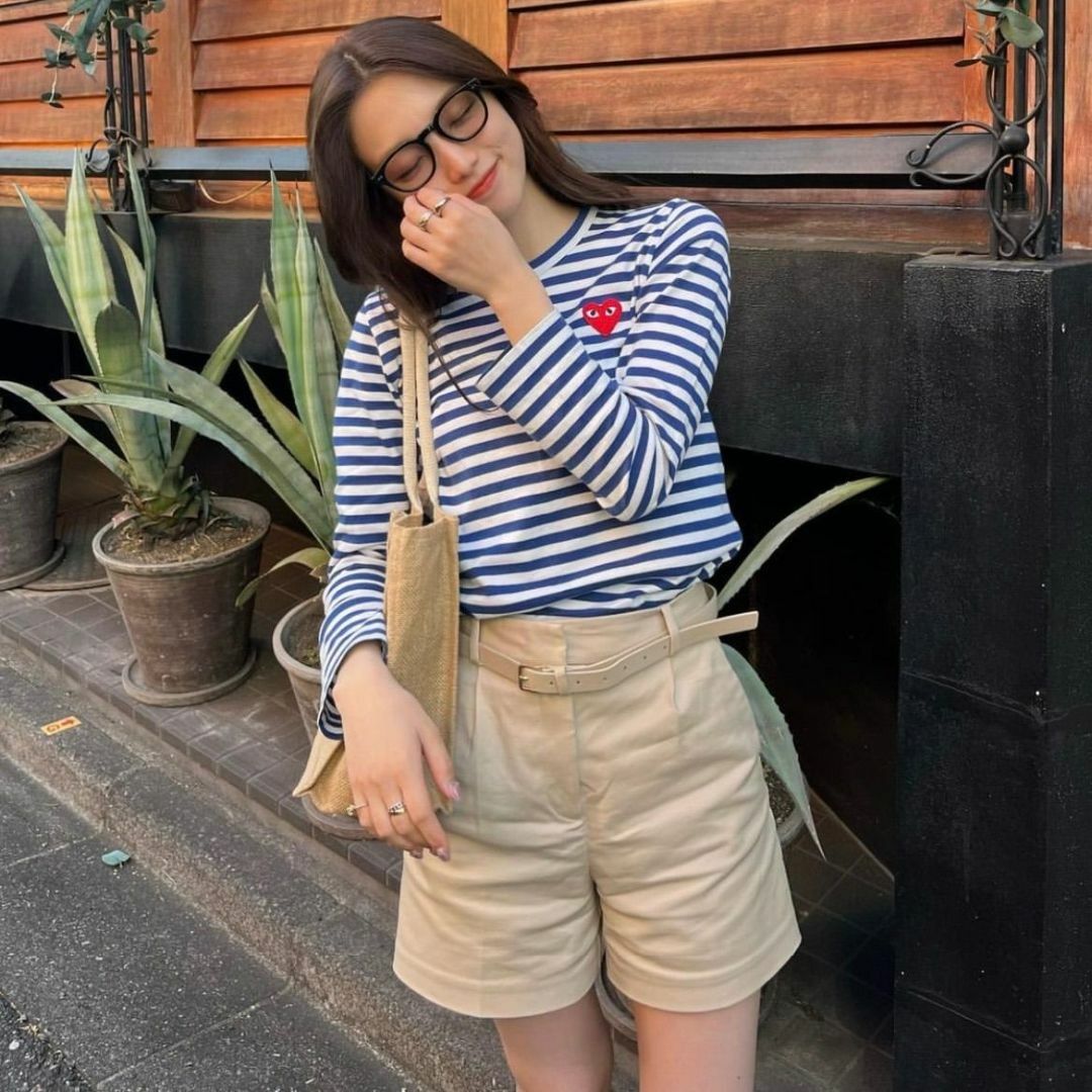 COMME des GARCONS - PLAY COMME des GARCONS ロンT ボーダー 青の通販