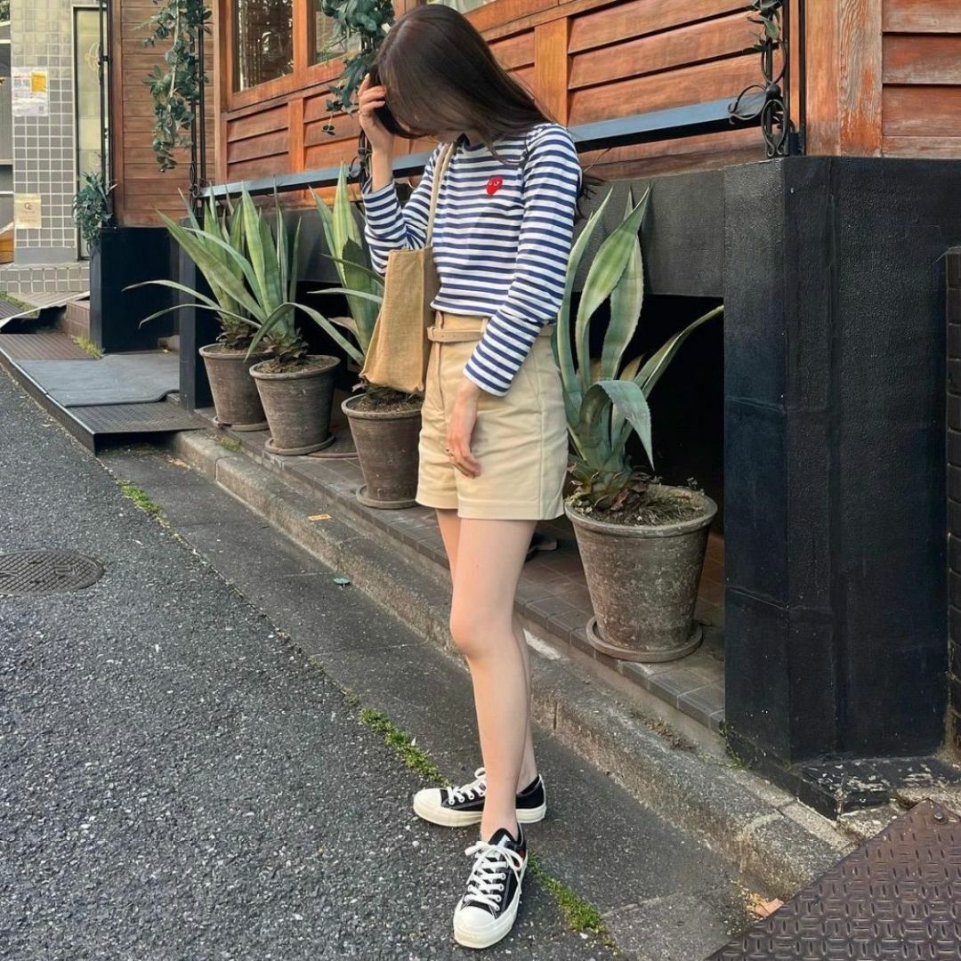 COMME des GARCONS - PLAY COMME des GARCONS ロンT ボーダー 青の通販