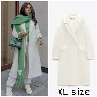 ZARA - ZARA ウール混紡ダブルブレスト仕様コート XLサイズの通販 by