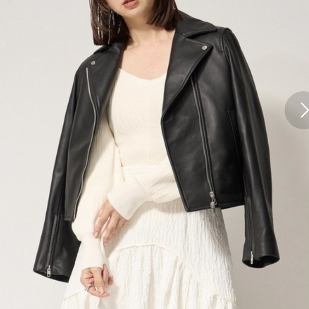 FRAY I.D - フレイアイディー ラムレザーライダースジャケット 黒の